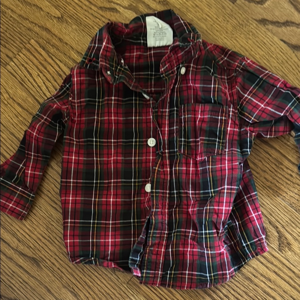 Okie Dokie Red and Black Button Down Shirt Classic Plaid